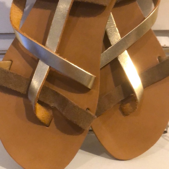 Gold, tan color(suede) sandal size 6 - Picture 2 of 9